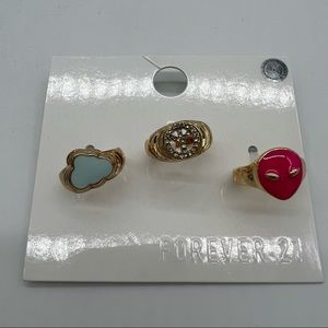 COPY - NWT Forever 21 Rings Peace Sign Alien Cloud Gold Size 8 Womens